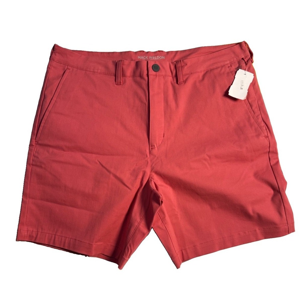 Mack Weldon Shorts Mens 34 Red Maverick Tech Chino Water Stain Resistant NWT